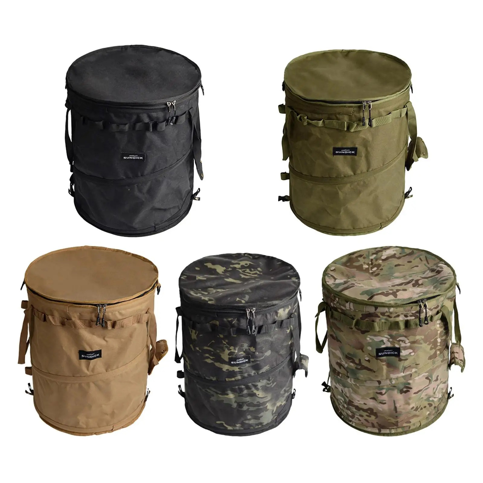 Cubos de basura de tela Oxford, bolsa de almacenamiento de ropa, Cubo de resorte plegable para acampar, Viajes
