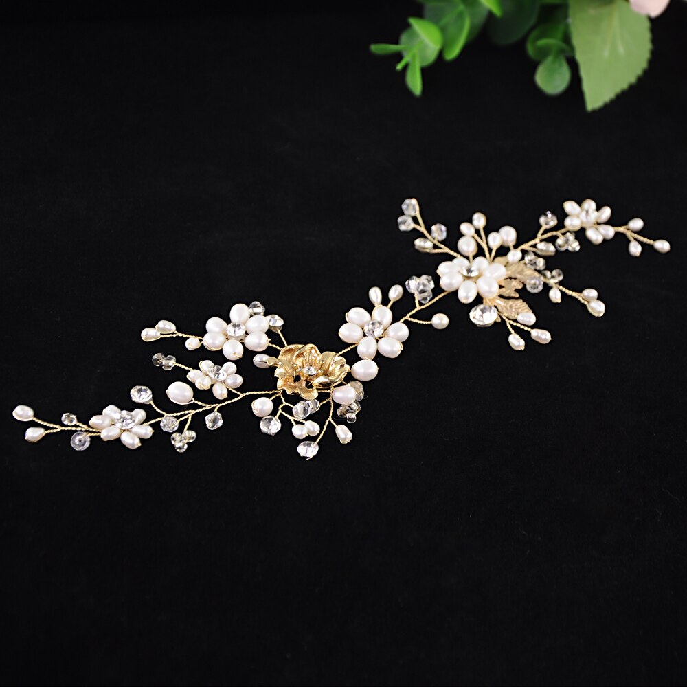 Accessoire Cheveux Mariée - Bandeau Vigne Perles Et Cristal - Pour Mariage, Fête Ou Cérémonie