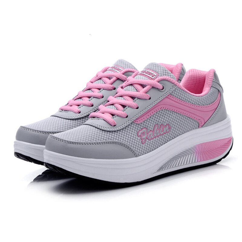 Platform Sneakers Women Shoes Breathable Lace-up Thick Bottom Increase Rocking Shoes Mom Dance Shoes Ladies Fitness Shoes Spring