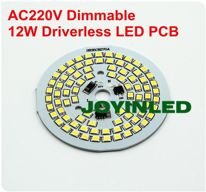 2 st/lot pcb ljuskälla dimbar smd 2835 led pcb chips 9w 12w 15w ac led moduler