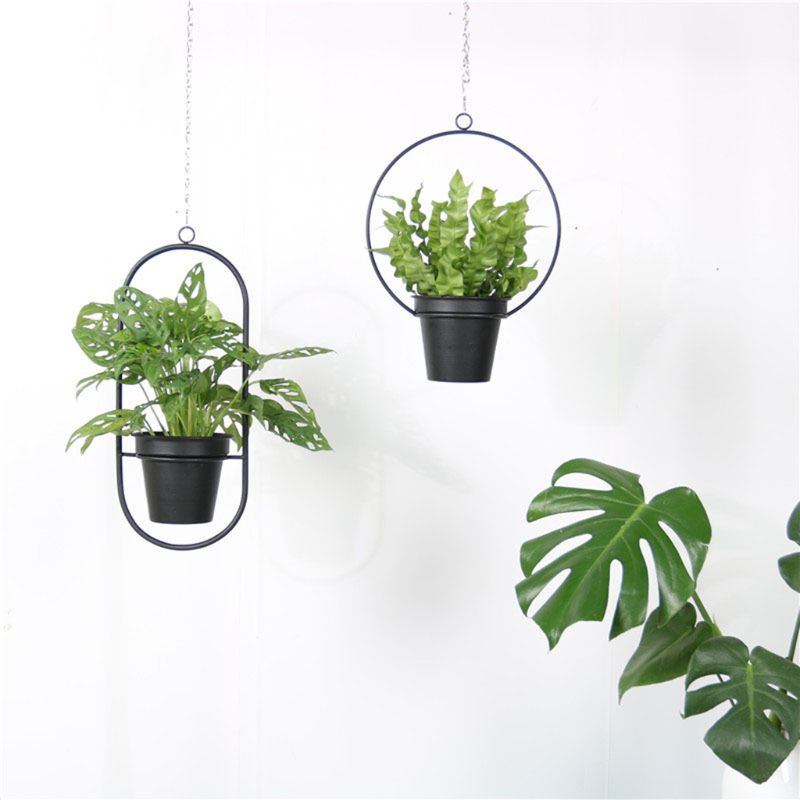 Metal nordisk stil plantebøjle kædehængende kurv blomsterpotte planteholder hjem have altan hængende blomsterpotte