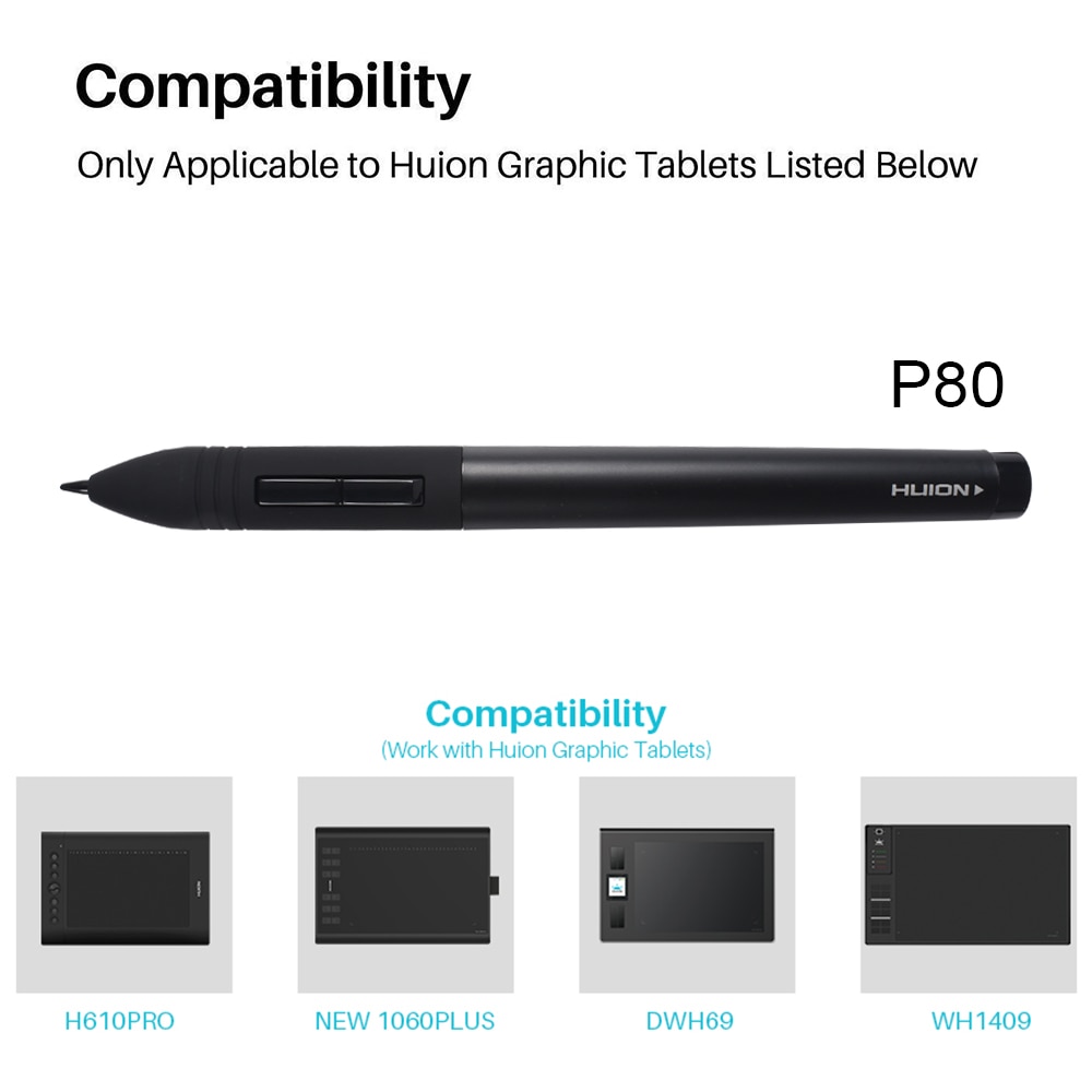 Huion P80 ładowania USB bezprzewodowe pióro cyfrowe dla Huion 420/nowy 1060 plus/WH1409 tablet graficzny tablet graficzny długopis tabletki