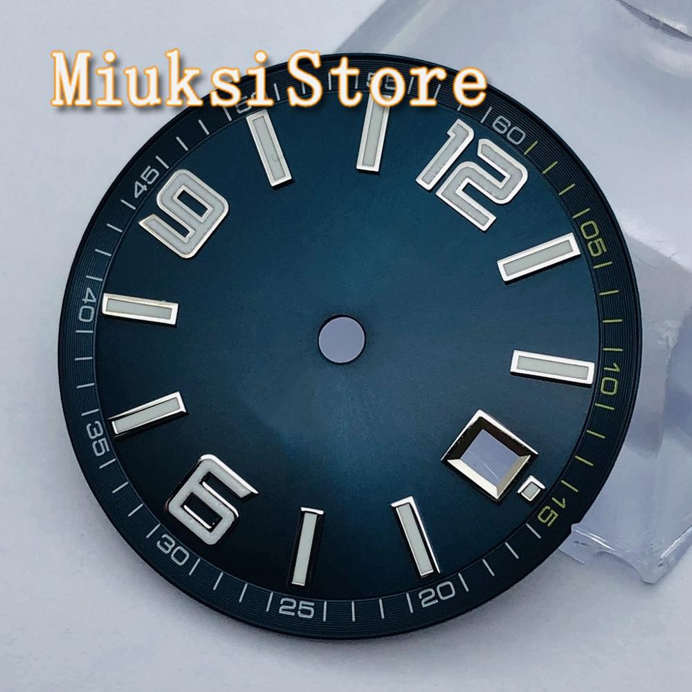 Bliger 1 Pcs 31.5 Mm Steriele Wijzerplaat Fit Eta 2836 2824 DG2813 3804 Miyota 8215 821A 8205 Zeemeeuw 1612 Automatische Beweging: Blue without logo