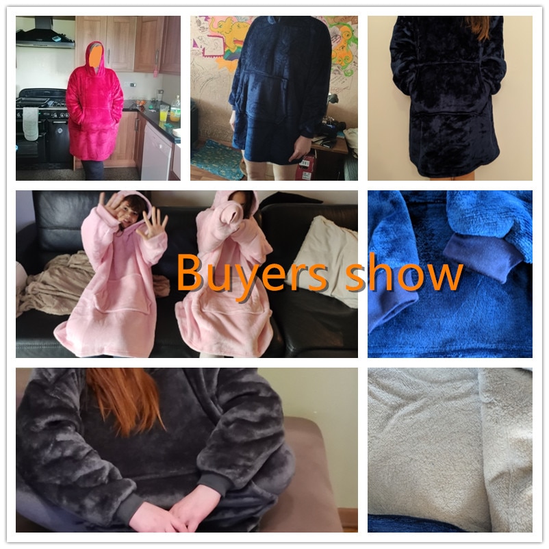 Warm thick TV Hooded Sweater Blanket Unisex Giant Pocket Adult and Children Fleece Weighted Blankets for Beds Travel home