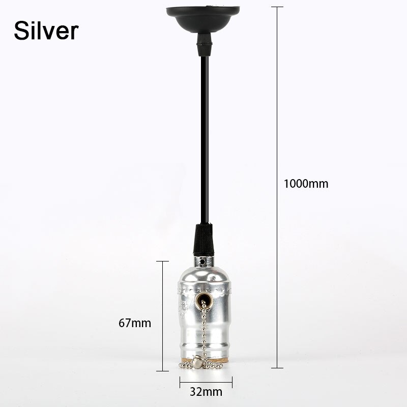 E27 Lamp Socket Vintage Edison Licht Houder Classic Retro Edison Lamp Houder Industriële Hanger Knop Lampvoet Schakelaar/Rits: Zipper Sliver