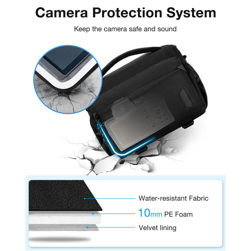 BAGSMART-Sac pour appareil photo avec support trépied, sacs initiés à la prolifération compacte pour DSLR SLR, étui à bandoulière étanche pour appareils photo