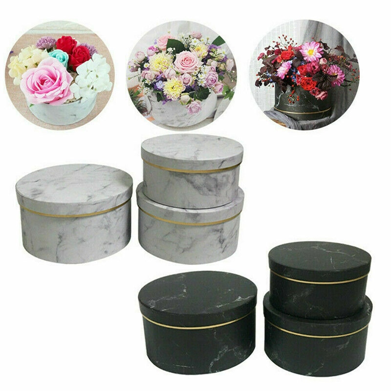 3 stk blomsterhandler blomsteræske marmor mønster rund emballage til bryllupsfest lahjarasia geschenkdoos  h99f