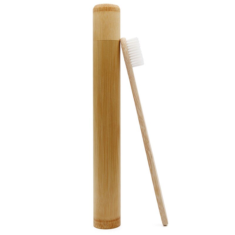 1Pcs Natuurlijke Bamboe Buis Voor Tandenborstel Eco Vriendelijke Travel Case Hand Made 21Cm Bamboe Tandenborstel Buis Draagbare Reizen verpakking: White