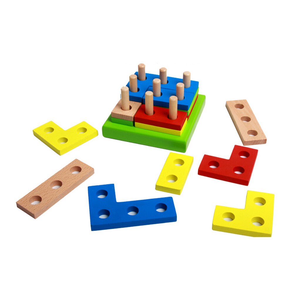 Fargerike tre sortering puslespill bord geometrisk form stabler utdanning barna leketøy