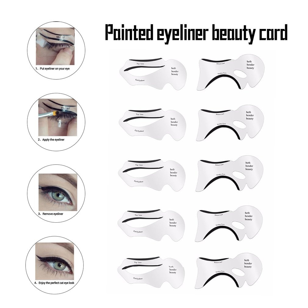 10 sztuk zawodowiec kredka do oczu szablony skrzydlaty kredka do oczu wzornik modele szablon kształtowanie narzędzia brwi szablon karty cień robić powiek przybory robić makijażu