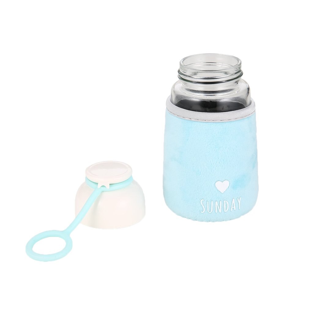 320ML coeur forme impression verre bouteille d'eau mignon tissu couverture tasse à boire lettre bouteille étudiants bouteille d'eau