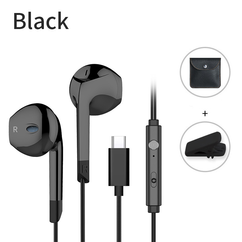 Langsdom Type C Super bass Earphone V6T Stereo in-ear Earphones USB 3.5mm gaming headset E6U with Microphones for Type-c Phones: Type C black  V6T