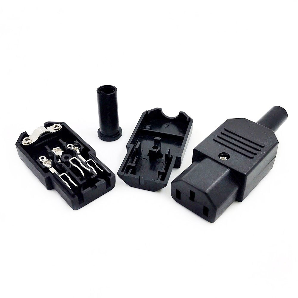 10pcs/lot IEC320 AC C14 Male + C13 Female Inline Rewirable Main Power Socket Plug 250V 10A Connector