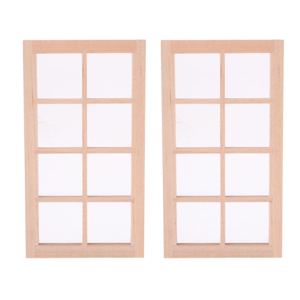2 Pack Dolls House Miniature Window Frame 8 Pane DIY Builders