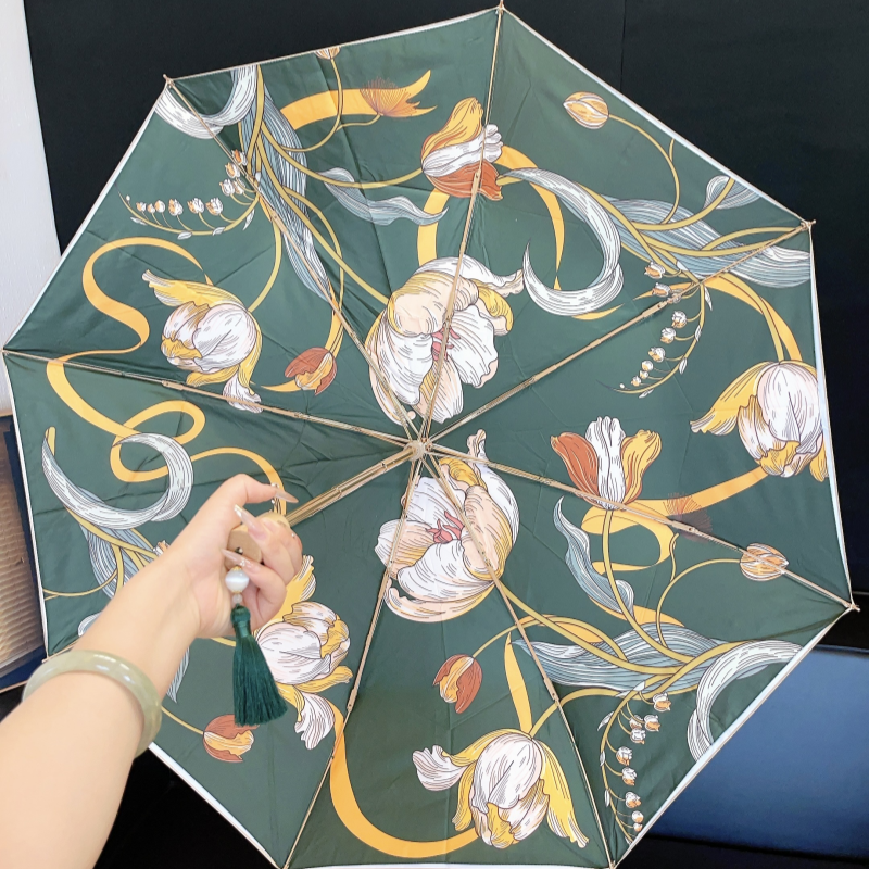 Winddichter Regenschirm im Xiaomi-Stil mit Aluminium-Fiberglasrahmen | UPF50+ UV-Schutz und luxuriöses tragbares | Unisex Choi: Black