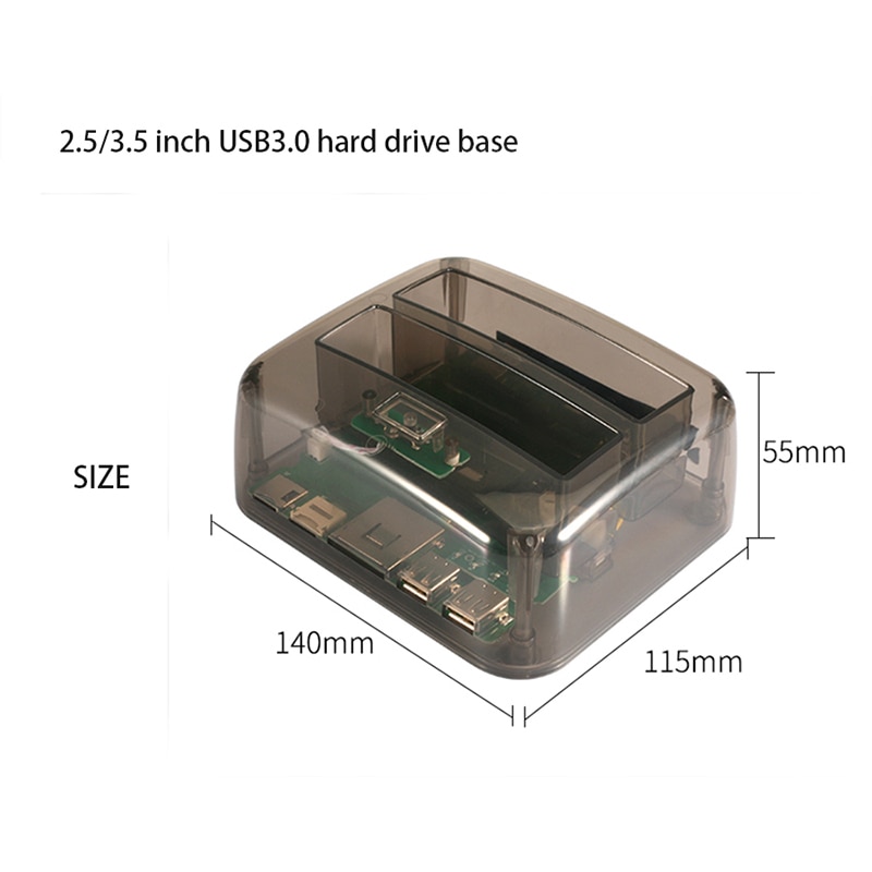 2,5 pulgadas 3,5/Sata/Ide Funda de disco duro 2-Dock Dual Bay Disco Duro Docking Station 3,0 E-Sata lector de tarjetas Hub Usb, Hdd