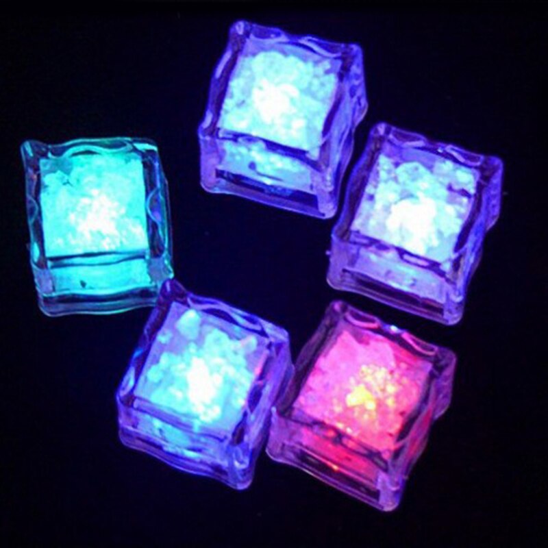 Cubes de glace Flash, outil de décoration de Festival, de mariage, de noël, à couleur changeante, pousse dans la nuit, 12 pièces/1 pièces, LED lumineuse pièces: 1pc color slowflash