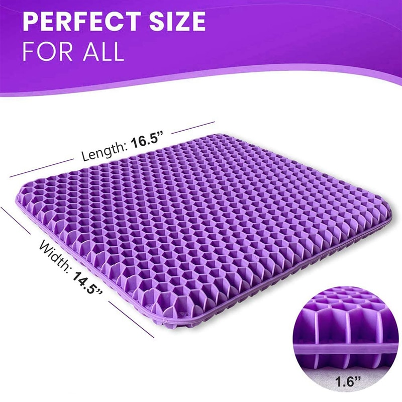 Coussin de siège en Gel violet amélioré Double coussin de siège antidérapant pour soulager la douleur pour la voiture ou la chaise sciatique soulagement de la douleur au dos