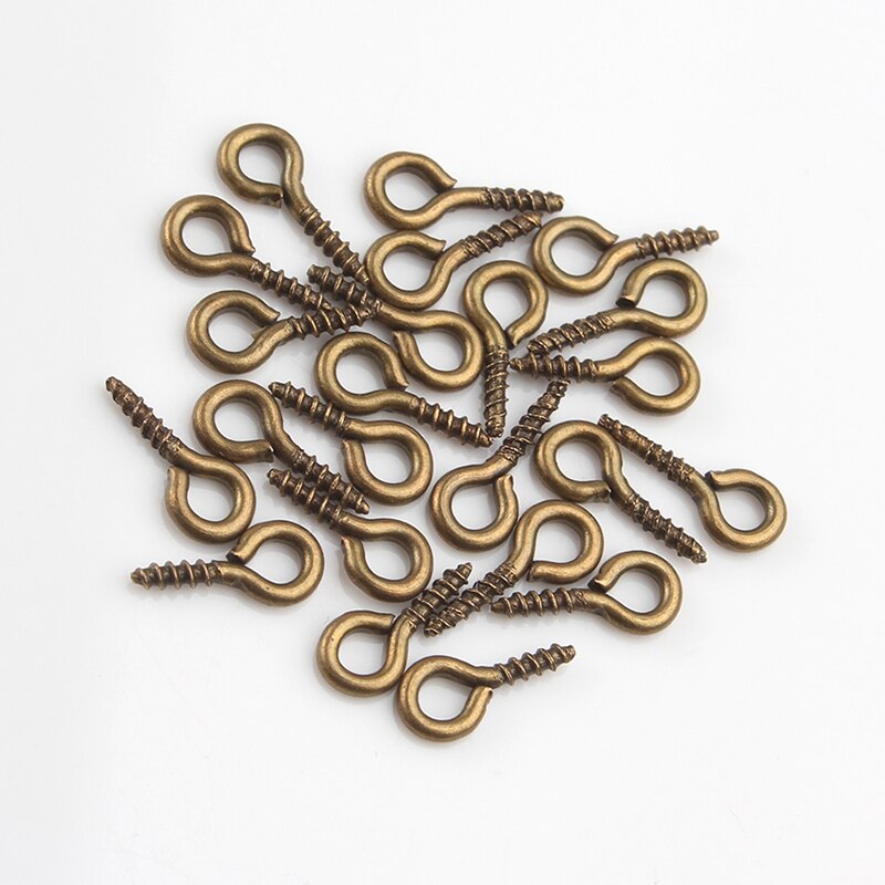 4X8Mm Kleine Tiny Mini Eye Pins Eyepins Haken Oogjes Schroefdraad Gold Sluitingen Haken Sieraden Bevindingen Voor maken Diy 400 Stks/partij: Antique bronze