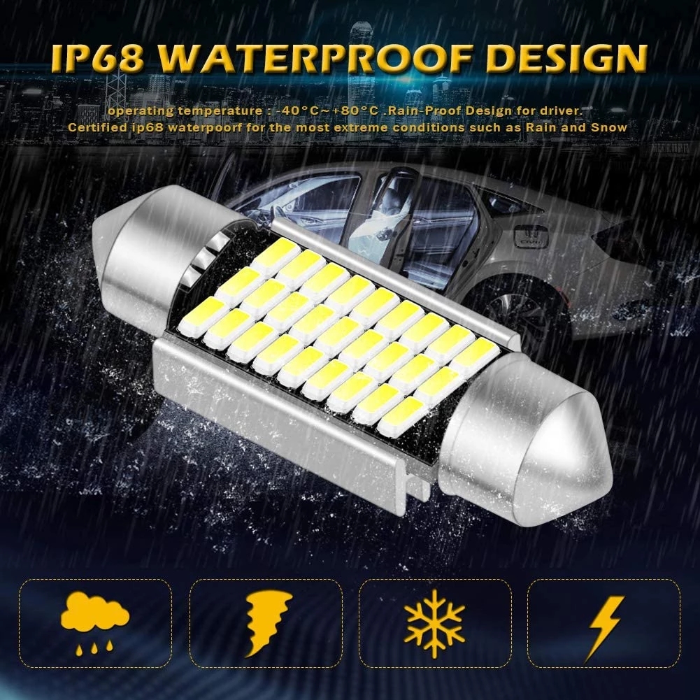 Ampoule LED Canbus C10W C5W pour voiture, 2/6 pièces, feston 31mm 36mm 39mm 41mm, sans erreur 12V 6000K, lumière de lecture pour dôme intérieur automobile blanc