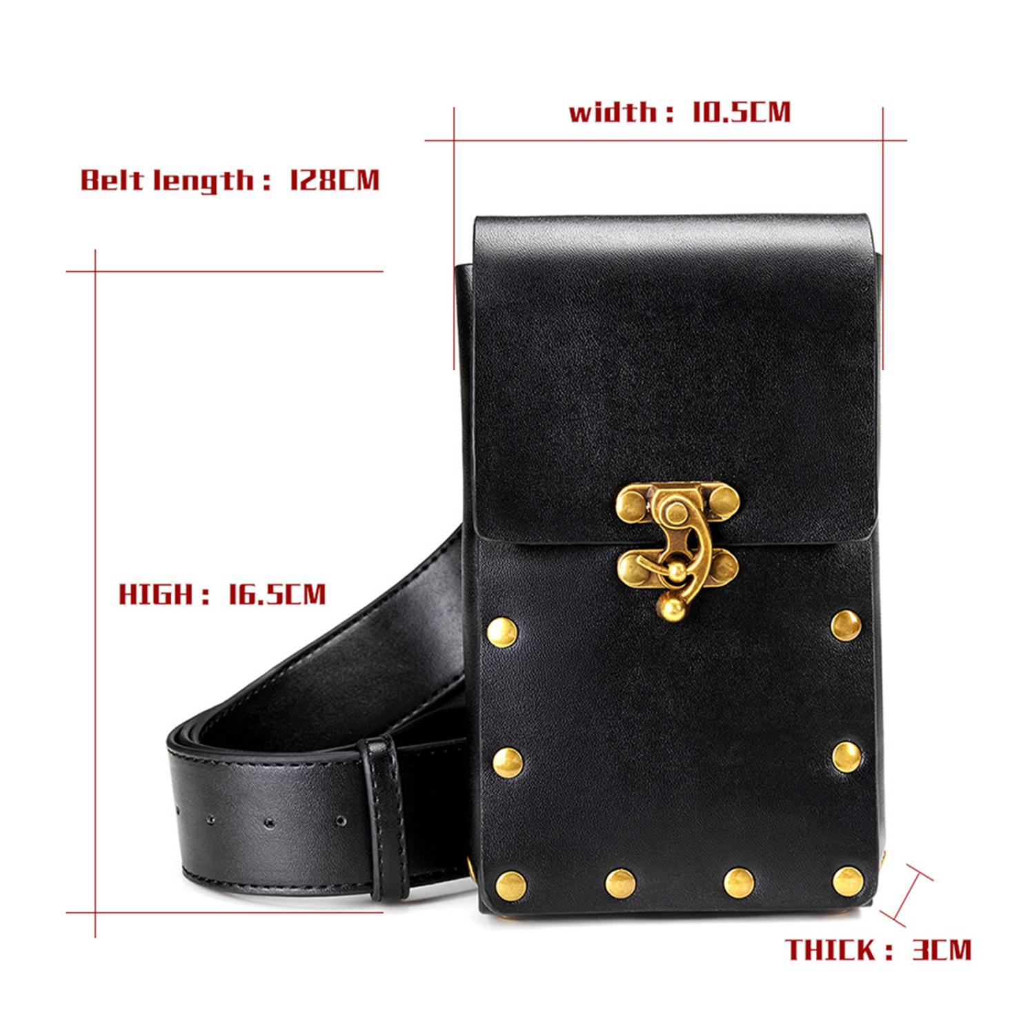 Steampunk cuero mujer cintura bolsa Retro Rock bolsa de pierna para motocicleta bandolera bolsos cráneo bolsa con remache Punk Norbinus: 12
