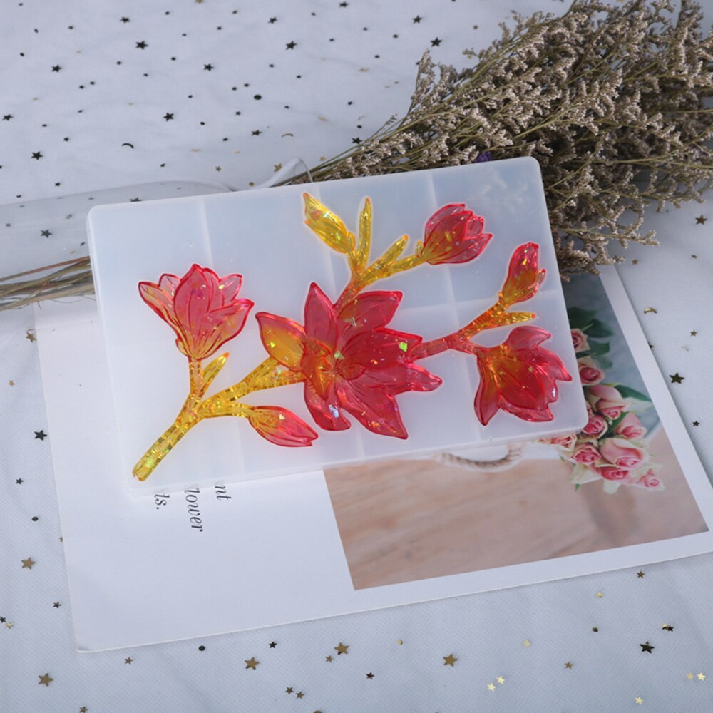 Orkidé pæon harpiks forme gennemsigtig silikone diy lim skimmel epoxy forme blomme blomstre til smykker gør harpiks støbning forme: Orkidé