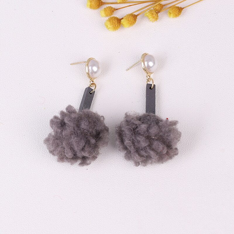 Agustina Cute Fur Ball Long earrings women Feather earrings Soft Geometric jewelry simple Trend Jewelry: 2