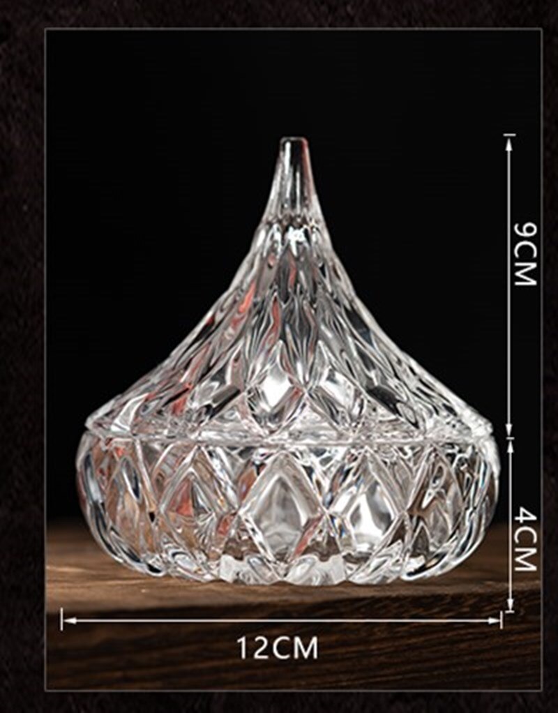 Crystal Glass Candy Box Water Candy Jar Diamond Candy Jar Jewelry Storage Box Glass Trinket Jar: L