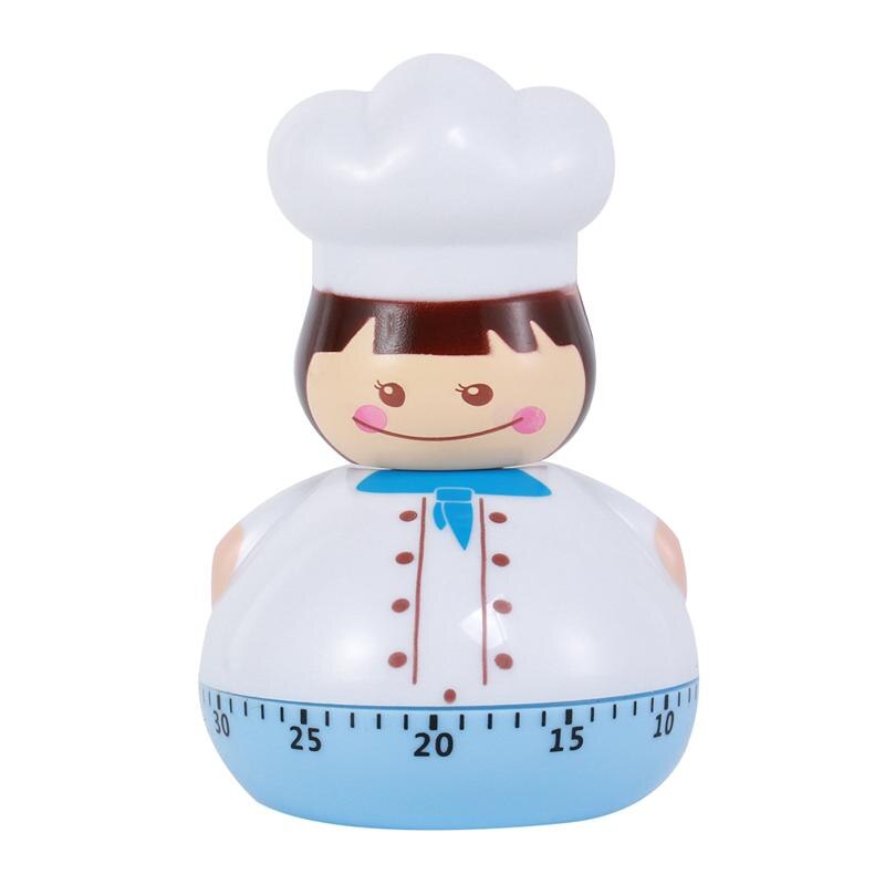 Mini kokk mekanisk timer kjøkken timer husholdning koketid leder bakepåminnelse nedtellingstidtaker for kokt egg: Himmelblå