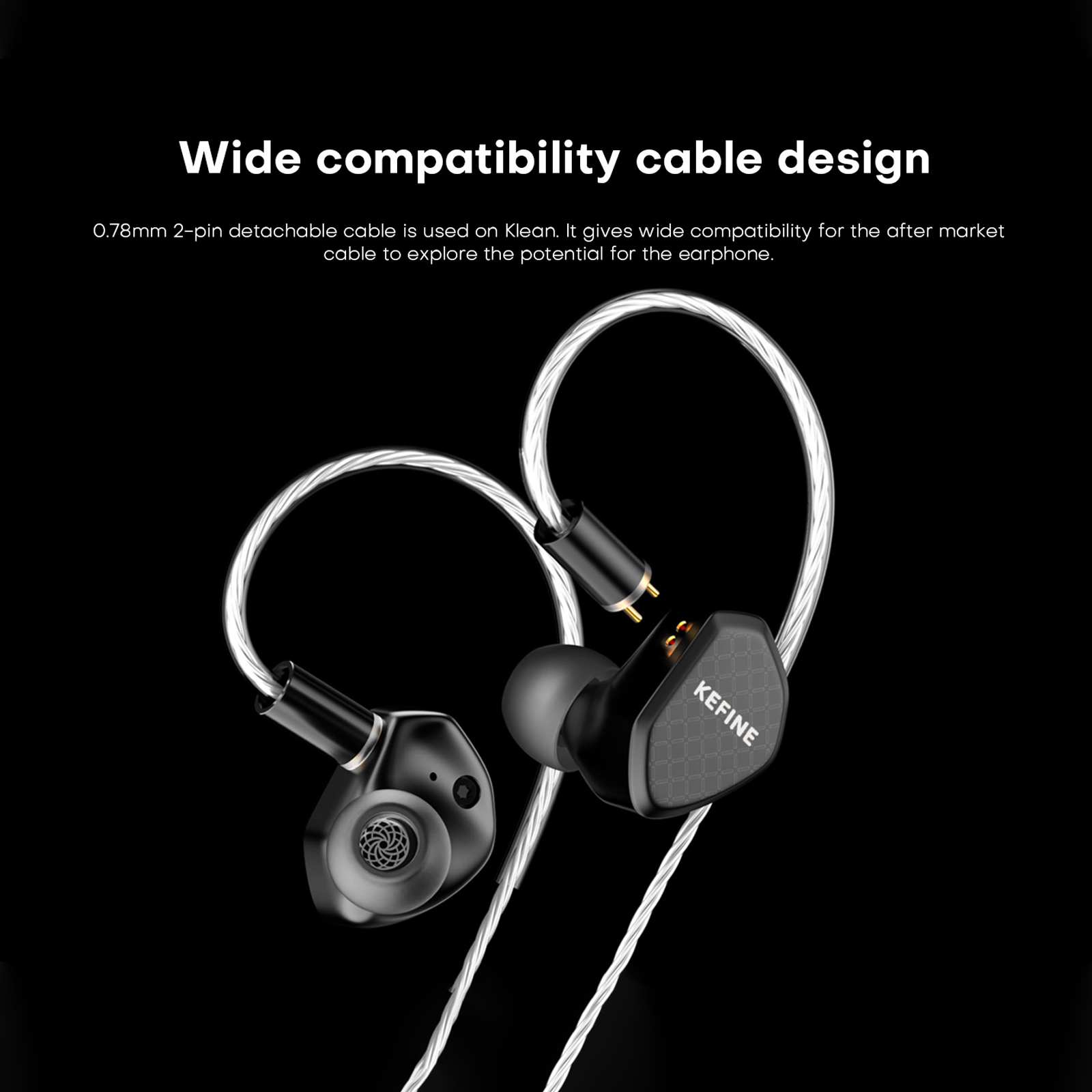 Kefine Klean 10mm membrana DLC dynamiczny sterownik IEMs słuchawki douszne Hi-Fi z dyszami i wygodnym 2-pinowym posrebrzanym kablem