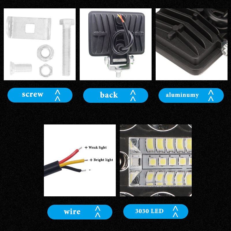 2PCS 12V 54W Work Light led bar LED lightbar 3030 LED 18SMD for Truck Tractor SUV 4x4 Car Led Headlights Lighting Spot work bar