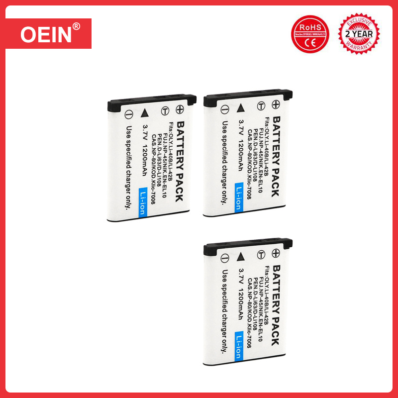 4Pcs Rechargeable Batterie Au Lithium 3.7V 1200mAh Li-40B Li 40B Li-42B Li 42B Batterie Pour NP-45 distillé 45 distillé 45A 45B 45S EN-EL10 1Pcs: Rose