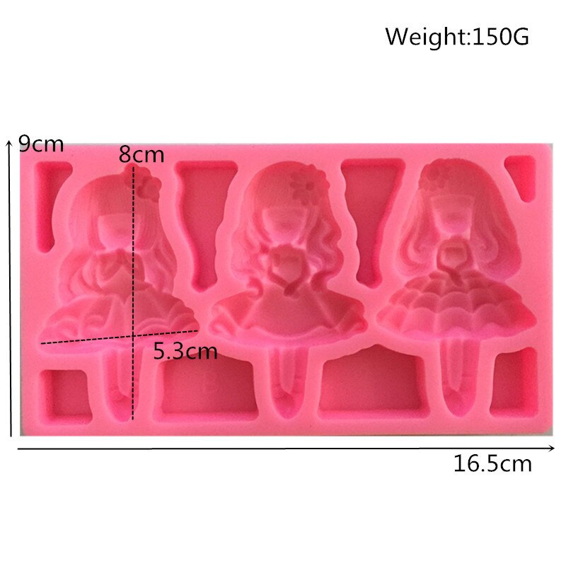 3 mädchen Prinzessin Form Silikon Form Schokolade Fondant Seife Süßigkeiten Kuchen Formen Küche Backen Kuchen Dekorieren Werkzeuge k091