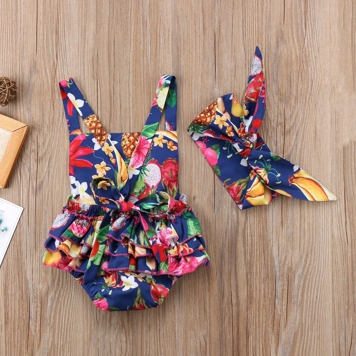 Arrivels Tropical Fruit Newborn Baby Girl Clothes Flower Country Style Jumpsuit Romper Outfits 0-24M