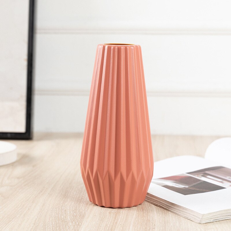 Plastic Flower Vase Decoration Home White Vase Imitation Ceramic Flower Pot Flower Basket Nordic Decoration Vases for Flowers: A