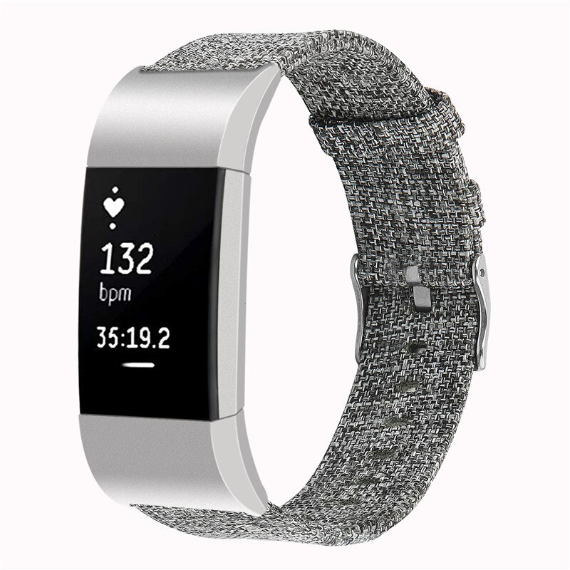 Klokkerem for fitbit charge 2 -rem canvas pustende erstatningsarmbånd for fitbit charge 2 correa fitbit watch 64002: 4 / Størrelse l
