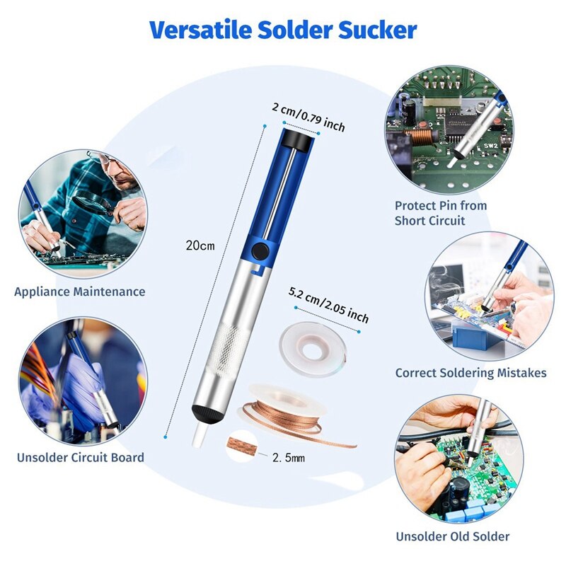 Desolderen Lont, Soldeer Sucker &amp; 2 Soldeer Vlecht (2.5Mm Breedte, Lengte)-Desolderen Vacuümpomp Soldeer Removal Tool