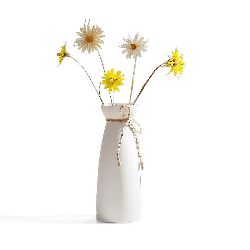 Keramische Gedroogde Bloem Vaas Witte Bloem Vaas Geplaatst Moderne Witte Tafel Vazen Woonkamer Home Decoratie Ornamenten Vazen