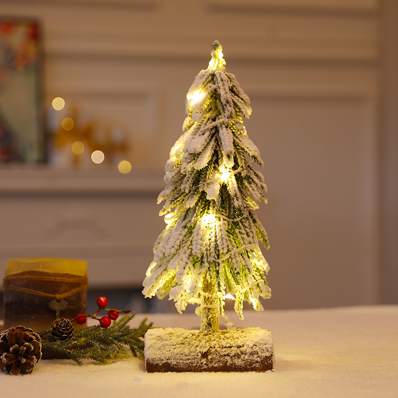 Artificial mini white luminous Christmas tree home desktop Christmas decoration wedding scene atmosphere layout tree lamp light: Snowflake single 35