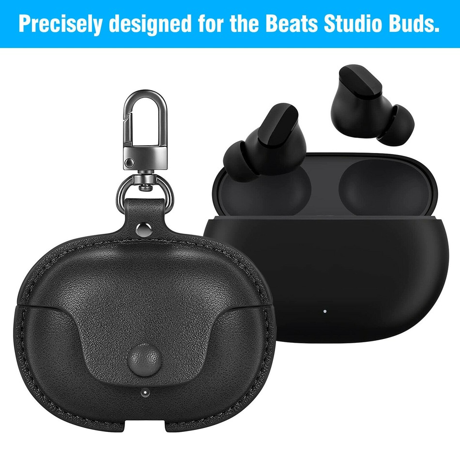 Funda protectora de cuero PU para Beats Studio Buds / Buds + Plus, accesorios para auriculares a prueba de golpes con llavero, Fundas