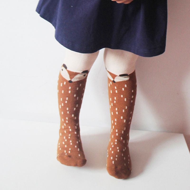 Kids Baby Meisjes Panty Dier Vos Polka Dot Zachte Katoenen Warme Gebreide Panty Anti-Slip Herfst Winter Floor Kous been Warmer