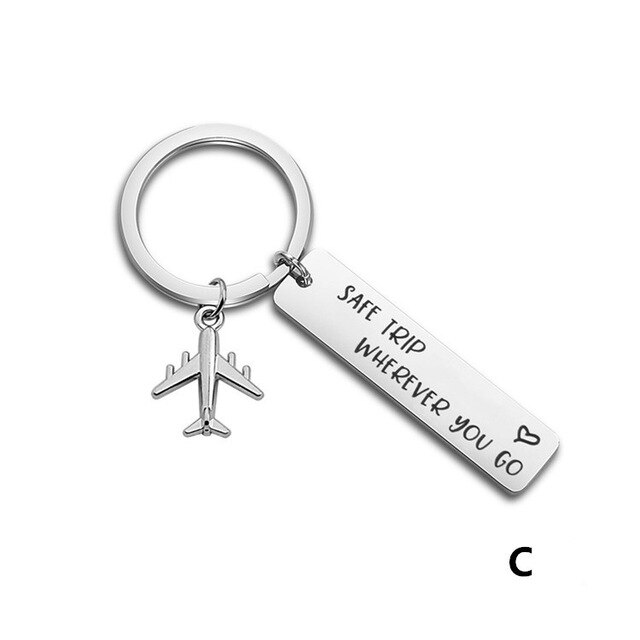 Drive Safe Fly Safe Keyring Plane Keychain Couples Men Boyfriend Pilot Flight Key Chain Christmas: C