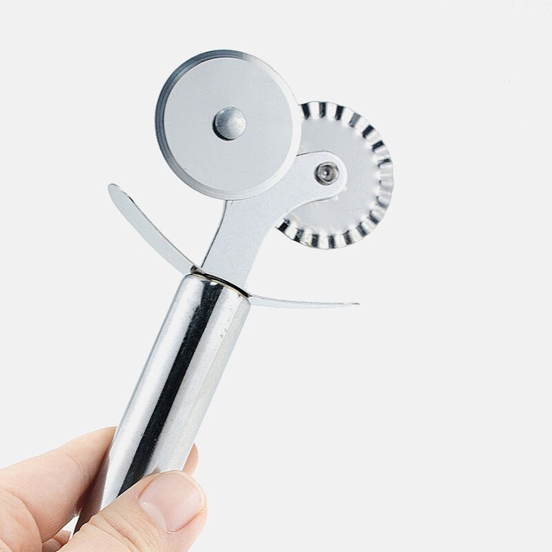 Pizza Mes Cutter 4 Patronen Dubbele Roller Pizzasnijder Gebak Pasta Deeg Crimper Keuken Pizza Snijgereedschap