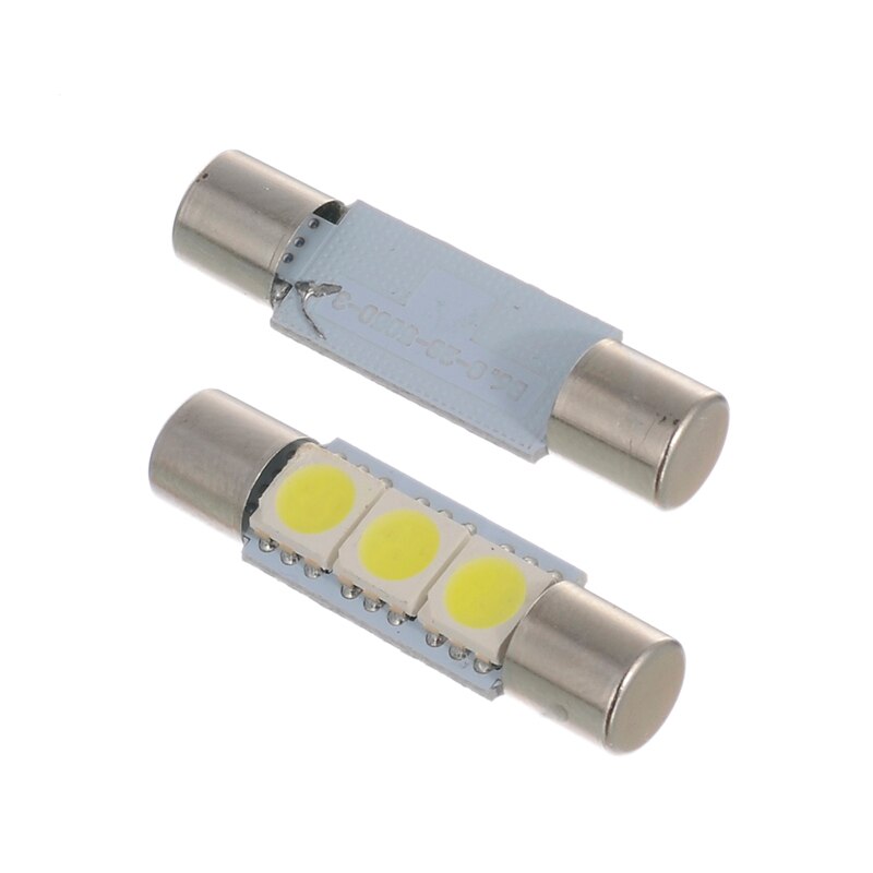 10X Led 5050 3SMD Zekering Vanity Mirror Gloeilamp Voor 6641 TS-14V1CP Auto 29Mmwhite