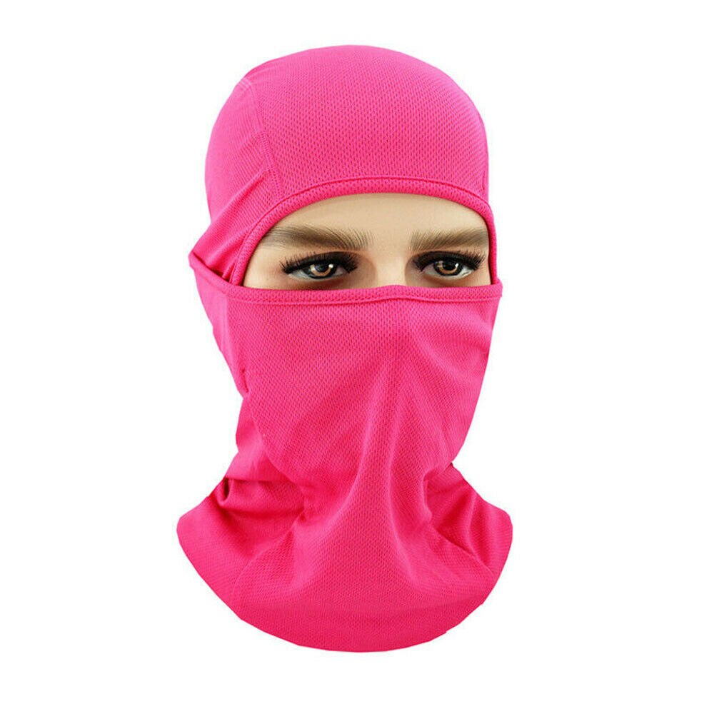 Máscara de cara completa de ciclo fresco suave al aire libre pasamontañas de LICRA Ultra delgado cuello calentador para esquí máscara protección UV: Rose red