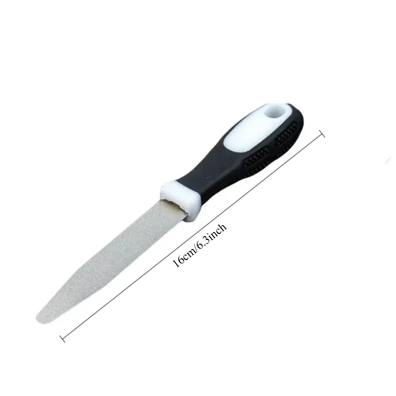 Single Stone Diamond Knife Sharpener with Double - Bird ! Double - Sided Flat & Curved, Ergonomic Grip: WHITE
