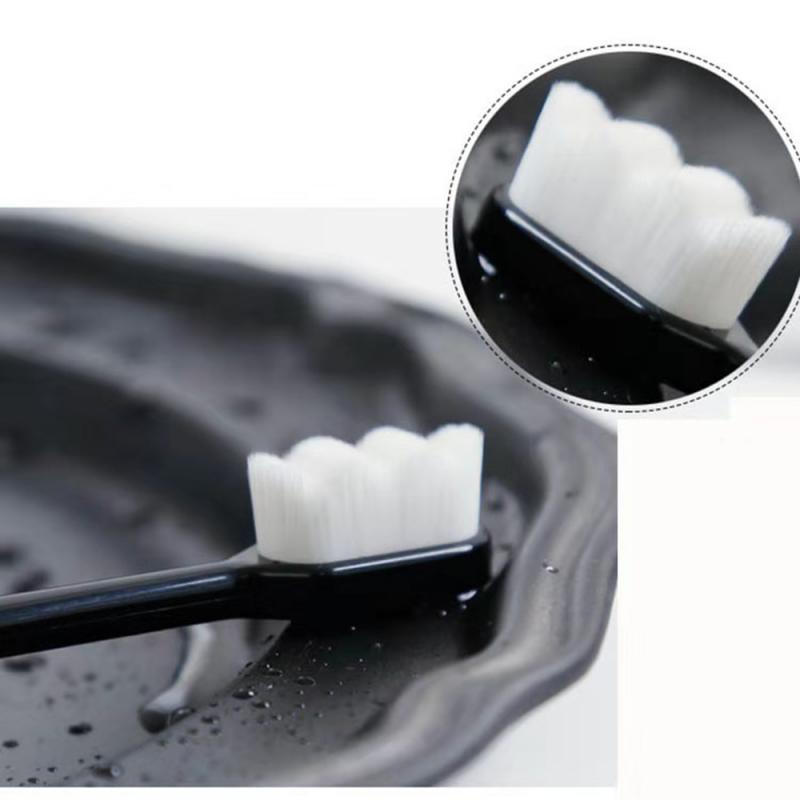 1pc ultrafine tandbørster bløde fibre tandplejebørste blegning dybderensende tænder børste til voksne mundhygiejne med holder: 02