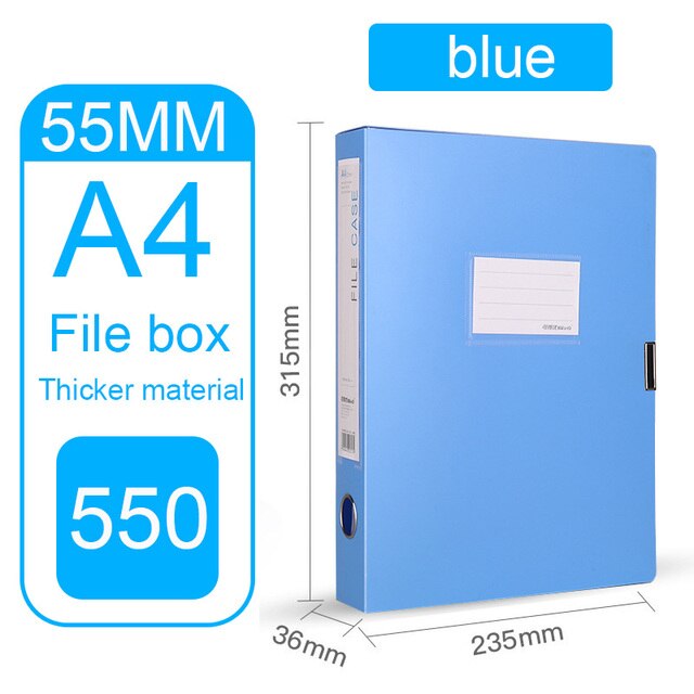 Office Supplies File Storage Box File A4 Plastic File Box 35mm 55mm 75mm Office Supplies Folder Office Folder A4 Office Storage: Blue 55mm