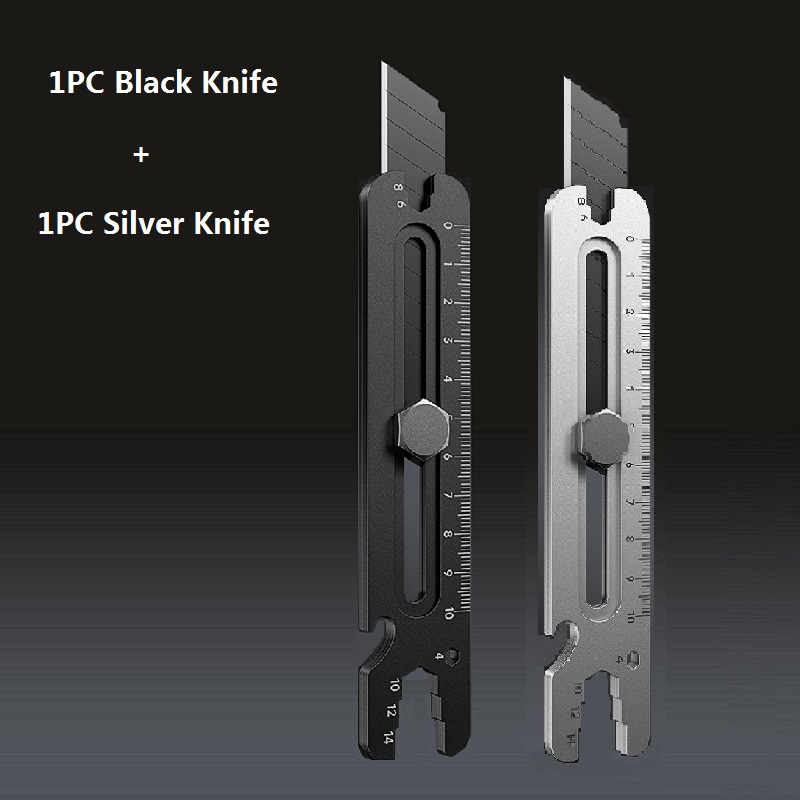 Mes Roestvrij Staal, 4 In 1 Multifunctionele Afbreeksleutel Van Industriële , 18Mm Zware Lederen Behangsnijder: plum