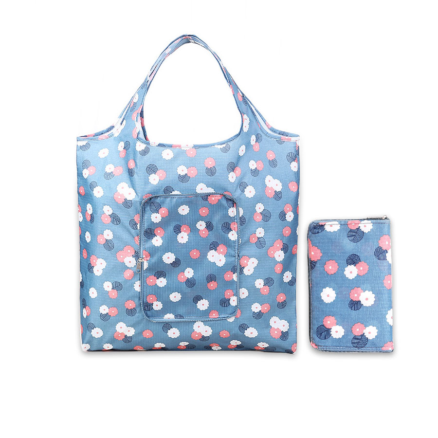 Flower Foldable Shopping Bags Reusable Folding Grocery Nylon eco tote Bag